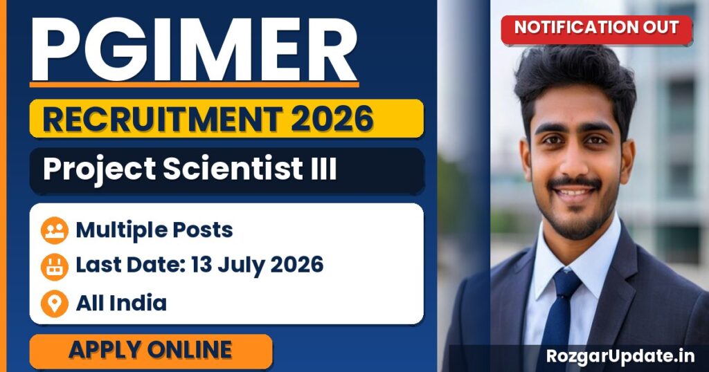 PGIMER Project Scientist III Recruitment 2026 - banner image