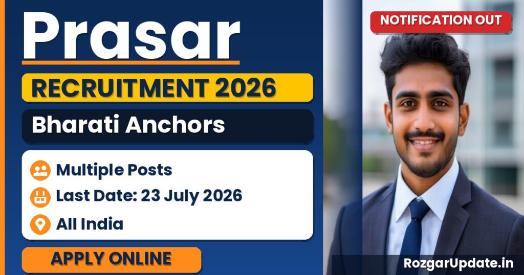 Prasar Bharati Anchors Recruitment 2026 - banner image