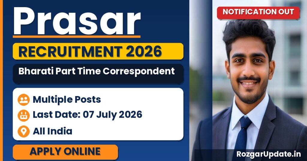 Prasar Bharati Part Time Correspondent Recruitment 2026 - banner image