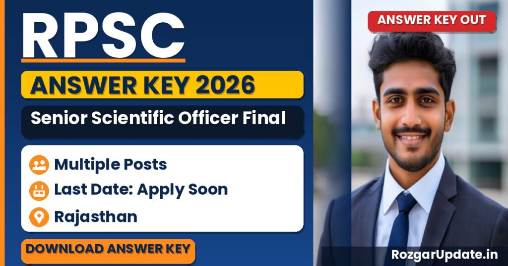 RPSC Senior Scientific Officer Final Answer Key 2026 (Out) - banner image