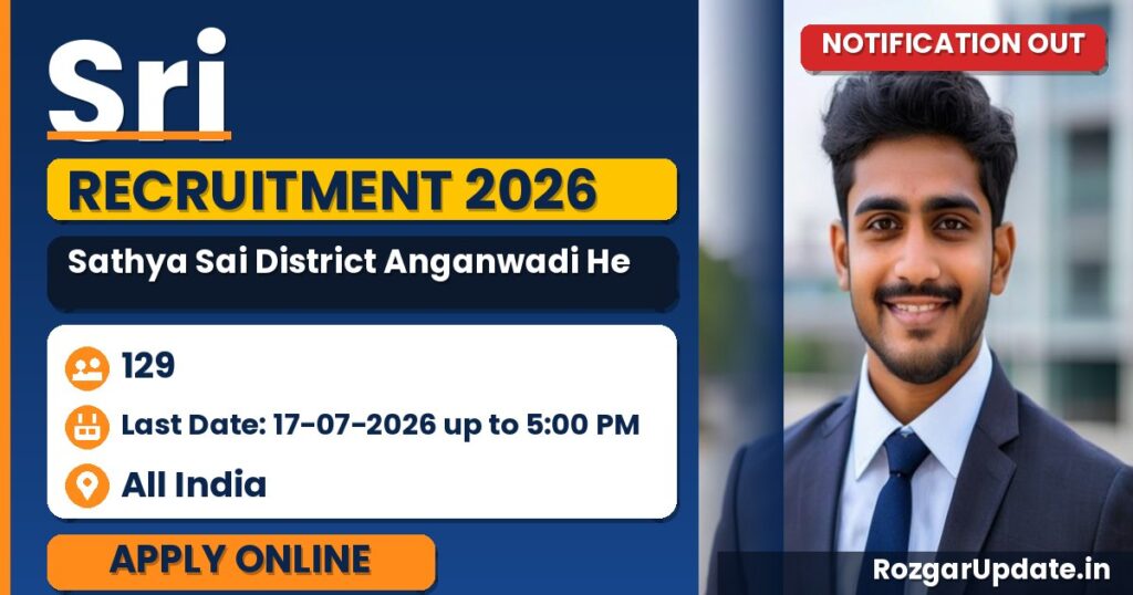 Sri Sathya Sai District Anganwadi Helper Recruitment 2026 – 129 AWH Vacancies, Application Form, Last Date 17.07.2026 - banner image