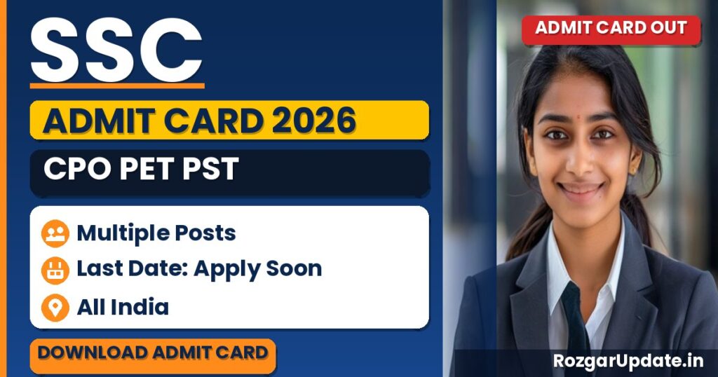SSC CPO PET PST Admit Card 2026 Out - banner image