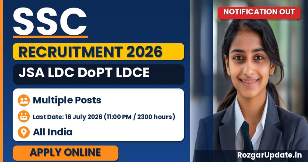 SSC JSA LDC DoPT LDCE Recruitment 2026 - banner image