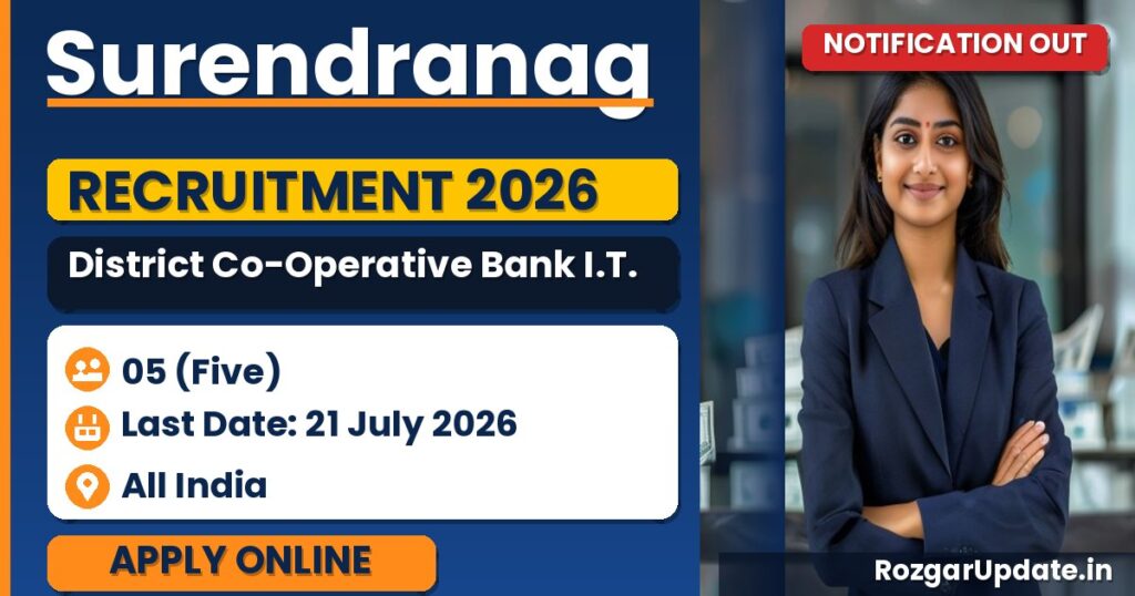 Surendranagar District Co-Operative Bank I.T. Junior Officer Recruitment 2026 - banner image