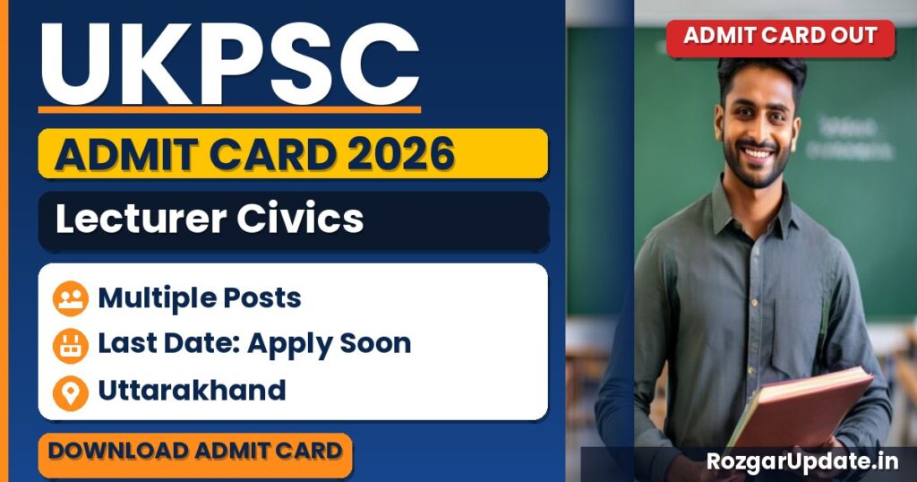 UKPSC Lecturer Civics Admit Card 2026 - banner image