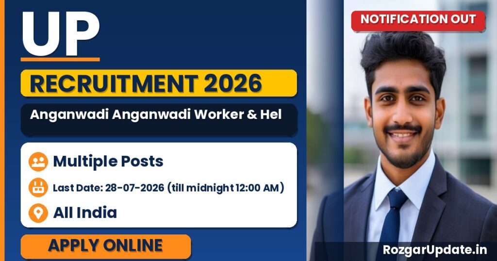 UP Anganwadi Anganwadi Worker & Helper Recruitment 2026 - banner image