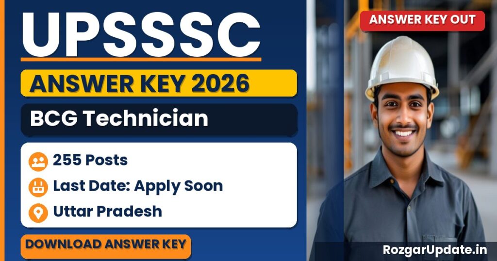 UPSSSC BCG Technician Answer Key 2026 Out - banner image