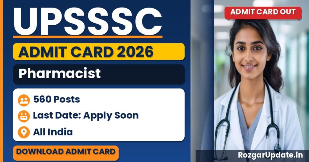 UPSSSC Pharmacist Admit Card 2026 Out - banner image
