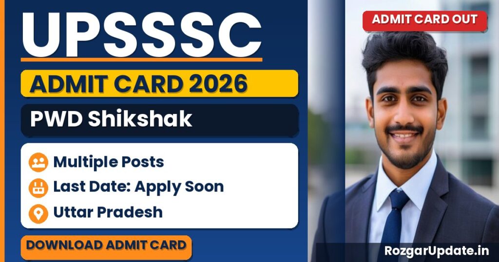 UPSSSC PWD Shikshak Admit Card 2026 Released: Download Link, Exam Date 12 July, Direct Steps - banner image
